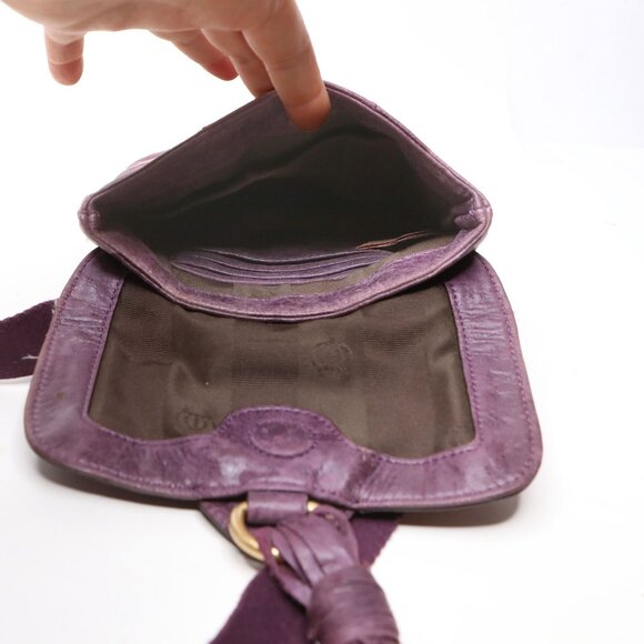 Vintage Y2K Juicy Couture Plum Purple Leather Crossbody Bag Gold Tassel - Picture 13 of 16